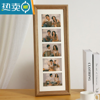 敬平照片打印加相框摆台情侣婚纱照来图定制三连纪念册组合洗相片挂墙 五连咖其色-内框18X52cm[卡纸内放五张5寸] 相