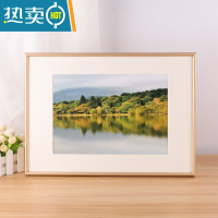 敬平简约窄边铝合金画框装裱8k4开A2海报外框定制A3相框挂墙拼图框架 圆弧面702土豪金 8K(26.5*38cm)送