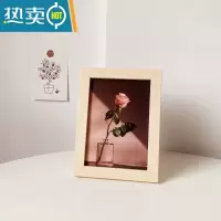 敬平ins风万事胜意小相框画 暖心文字摆台画卧室桌面装饰摆件学生礼物 7-62玫瑰花 7寸复合实木原木色框+油画布画芯