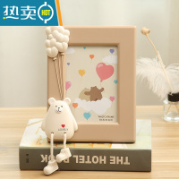 敬平7寸创意可爱相框摆台照片摆件儿童房桌面相架卡通老鼠家居装饰品 胖胖鼠 竖 浅咖 7寸+洗相片
