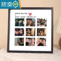敬平七夕情人节礼物九宫格相框洗照片定制diy情侣纪念册打印摆台画框 款式三30*30cm 原木色半圆画框