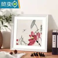 敬平实木正方形相框国画装裱画框挂墙33*33十字绣框字画书法框架38*38 945款--亮白色 正方形8寸摆挂两用[可放