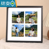 敬平七夕情人节礼物九宫格相框洗照片定制diy情侣纪念册打印摆台画框 款式一30*30cm 黑色画框+礼盒礼袋包装