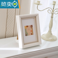 敬平法式简约创意相框摆台加洗照片婚纱照6 7 8 10寸装裱画框外框挂墙 米白色 7寸[挂摆两用]内径12.7*17.8
