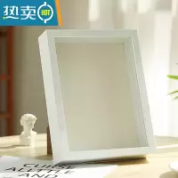 敬平放干花相框diy手工立体中空收纳制作保存满天星玫瑰花束画框摆台 白色边框中空3cm[送珍珠配件+月亮底纸) 正方形(