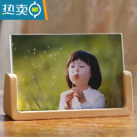 敬平相框摆台5寸6寸7寸8寸亚克力创意加洗照片A4logo刻字 U型榉木横款+洗照片 11寸(A4)
