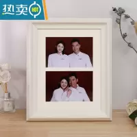 敬平结婚照相框登记三连挂墙二四册6寸冲洗照片做成证件纱架礼物摆台 3225白色二连内框20.2*25.4cm摆挂放2张6