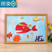 敬平现代简约儿童画框装裱挂墙a4A3相框定制4k8开16k美术素描展示框架 1205-原木色 [可放33*33CM]横竖