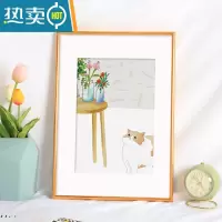 敬平简约铝合金相框挂墙画框装裱窄边A4a3海报4开8k拼图20寸16金属架 圆面款-轻奢金 A4寸摆台+挂墙[可放21*