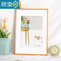 敬平简约铝合金相框挂墙画框装裱窄边A4a3海报4开8k拼图20寸16金属架 圆面款-轻奢金 A3挂墙[可放29.7+42