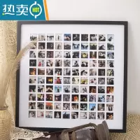 敬平48/100九宫格情侣闺蜜diy相框创意摆台挂墙定制生日礼物照片结婚 实木黑+100宫格[63*63*3CM] 宫格