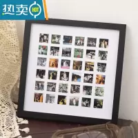 敬平48/100九宫格情侣闺蜜diy相框创意摆台挂墙定制生日礼物照片结婚 实木黑+36宫格[33*33*3CM] 宫格相