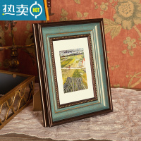 敬平美式复古绿小相框摆台高级感5寸6寸7寸8寸10寸12相框挂墙打印照片 法蓝 10寸[挂摆两用]内径20.3*25.3