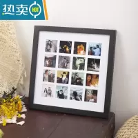 敬平48/100九宫格情侣闺蜜diy相框创意摆台挂墙定制生日礼物照片结婚 实木黑+16宫格[33*33*3CM] 宫格相