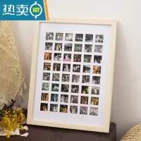 敬平48/100九宫格情侣闺蜜diy相框创意摆台挂墙定制生日礼物照片结婚 原木色+48宫格[33*43*3CM] 宫格相