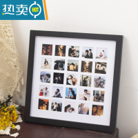 敬平48/100九宫格情侣闺蜜diy相框创意摆台挂墙定制生日礼物照片结婚 实木黑+25宫格[33*33*3CM] 宫格相