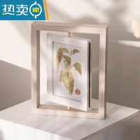 敬平创意相框摆台6寸8寸A4双面旋转加洗照片做成相框桌面摆件定制logo 木纹灰-竖版 7寸内径12.7*17.8