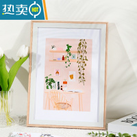 敬平莫兰迪相框挂墙北欧风画框装裱A3a4展示架免打孔4k8k四开油画外框 生动粉白 14寸挂墙[可放28*35.4cm]