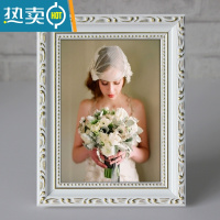 敬平欧式实木相框摆台创意现代简约5 6 7 8 12寸a4儿童画框挂墙定做 老白色 7寸[12.7*17.8]厘米
