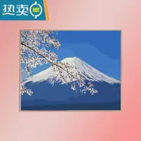 敬平《富士樱花》 数字油画diy填充手工画画填色油彩画手绘涂装饰挂画装饰画