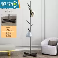 敬平大理石衣帽架卧室内简易家用晾衣架落地轻奢单杆式收纳挂衣挂包架 十字底座-经济款(黑色)