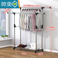 敬平简易晾衣架落地杆卧室内折叠阳台挂衣服晒被子器不锈钢家用户外 双杠不锈钢款(舒适款)带轮
