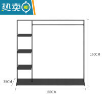 敬平室内简易晾衣架挂衣架落地卧室单杆式衣帽架衣服架子多功能收纳架 黑色长180宽40高155