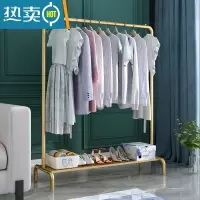 敬平衣架落地卧室挂衣架收纳家用简约衣帽架阳台晾衣架加粗铁艺衣服架 加粗 长100*宽40*高150 金色带板