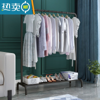 敬平衣架落地卧室挂衣架收纳家用简约衣帽架阳台晾衣架加粗铁艺衣服架 加粗 长80*宽40*高150 黑色带板