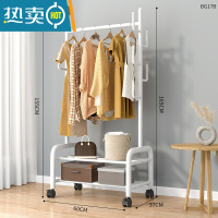 敬平挂衣架落地卧室内家用简易置物房间晾衣服架子租房折叠单杆衣帽架 60cm⭐特粗双层-加固7钩-白❤25管粗晾晒架