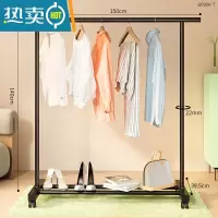 敬平简易晾衣架落地卧室挂衣架可移动室内家用晒衣架凉晒衣服收纳架子 [滑轮款]1.5米黑色[升级万向轮⭐移动更方便] 大