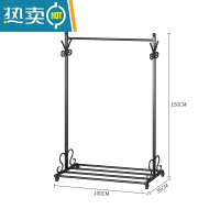 敬平衣架落地卧室内简易挂衣服架简约现代北欧衣帽架家用单杆式晾衣架 YMJ09亚光黑长100高150