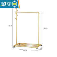 敬平衣架落地卧室内简易挂衣服架简约现代北欧衣帽架家用单杆式晾衣架 YMJ76纳米金长100高170