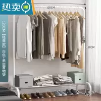 敬平衣架家用落地挂衣架简约现代卧室置衣架室内小型晾衣架简易衣帽架 120cm[经典款]白色+单层置物架