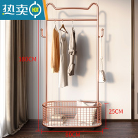 敬平轻奢衣帽架卧室家用衣服架子落地挂衣架客厅简约多功能网红晾衣架 猫耳衣帽架[玫瑰金]网格大号