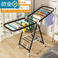 敬平不锈钢晾衣架落地折叠卧室内家用晒衣杆凉阳台简易婴儿挂衣服架子 新升级/全碳钢1.8米黑色方管-三层带鞋托[送晾晒四件