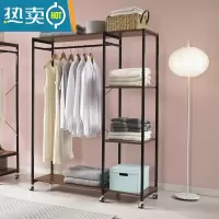 敬平落地衣架衣柜单杆简易立式卧室家用挂衣服架子开放式衣帽架晾衣架 1层衣柜衣架升级黑色(加长款)