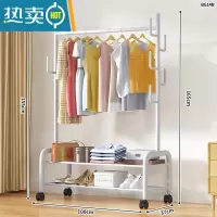 敬平简易晾衣架落地卧室家用折叠挂衣架阳台宿舍学生晒衣杆凉衣服架子 ❤100cm特粗双层-加固7钩-白|25管粗 大