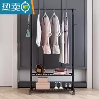 敬平北欧简易网红晾衣架家用衣服架挂衣架 落地 卧室收纳置物架 黑色:100*40*170(cm) 升级版带轮子