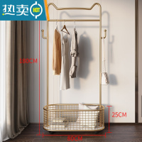 敬平轻奢衣帽架卧室家用衣服架子落地挂衣架客厅简约多功能网红晾衣架 猫耳衣帽架[香槟金]网格大号