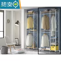 敬平落地衣架衣柜单杆简易立式卧室家用挂衣服架子开放式衣帽架晾衣架 2层衣柜衣架升级款白色