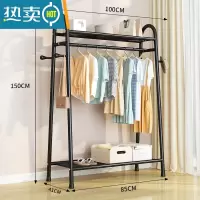 敬平简易晾衣架落地卧室内挂衣架折叠宿舍阳台收纳家用凉晒衣服杆架子 双层置物架-黑-100CM