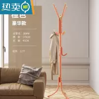 敬平落地卧室衣帽架简约现代铁艺欧式单杆挂衣架客厅立式晾衣架挂包架 豪华款38mm 橙色-12钩