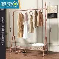 敬平挂衣架落地卧室简易晾衣服置物架子家用单杆式室内网红小型衣帽架 120cm宽-玫瑰金单层晾晒架