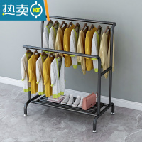 敬平衣架卧室落地挂衣架衣帽架阳台晾衣架晒鞋被子大容量收纳衣服器 黑色 两根管长150高160