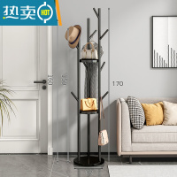 敬平轻奢衣帽架落地卧室家用衣架置物架客厅简约现代晾挂衣架简易衣架 加粗加厚升级款-黑色支架[黑色底座]晾晒架