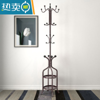 敬平大理石衣帽架落地卧室挂衣架房间立式衣服架子简约现代家用晾衣架 升级款-16钩带花架-磨砂棕