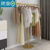 敬平简约晾衣架落地卧室内单杆挂衣服房间现代简易折叠凉晒衣帽架家用 T型长100高150纳米金色