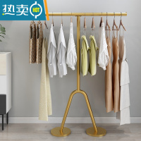 敬平简约晾衣架落地卧室内单杆挂衣服房间现代简易折叠凉晒衣帽架家用 人型长100高150纳米金色
