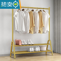 敬平加厚晾衣架落地卧室内挂衣杆家用折叠伸缩隐形凉晒藏置物衣帽架子 纳米金双板长120高160CM